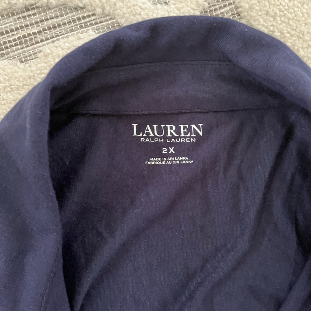 ralph lauren 2x , 3 quarter sleeve button up shirt, soft fabric like pajamas